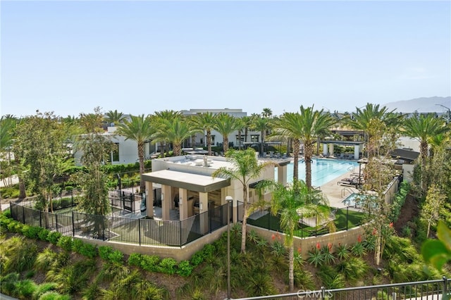 community pool with fence