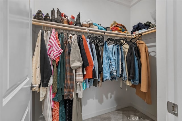 spacious closet with carpet floors