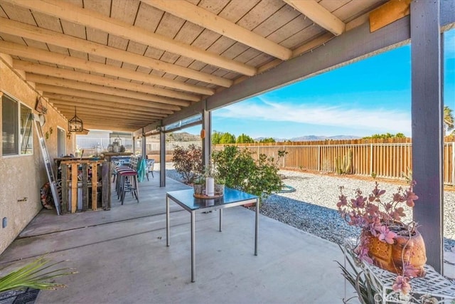 view of patio / terrace with a fenced backyard and outdoor dining area