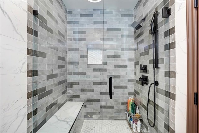 full bathroom featuring a shower stall