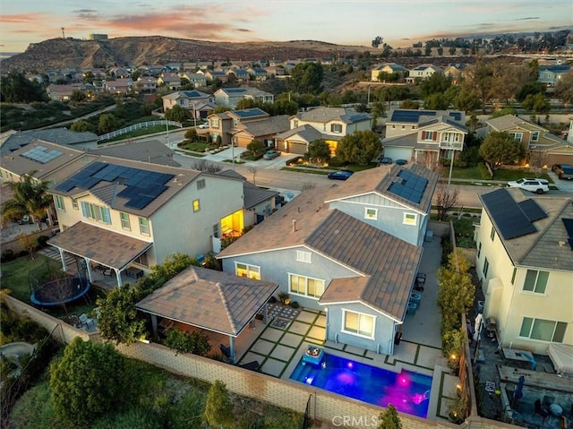 aerial view with a residential view and a mountain view