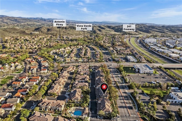 bird's eye view with a residential view and a mountain view