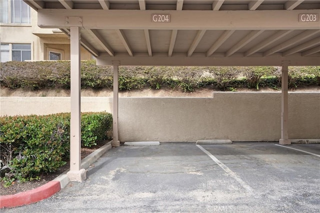 view of covered parking lot