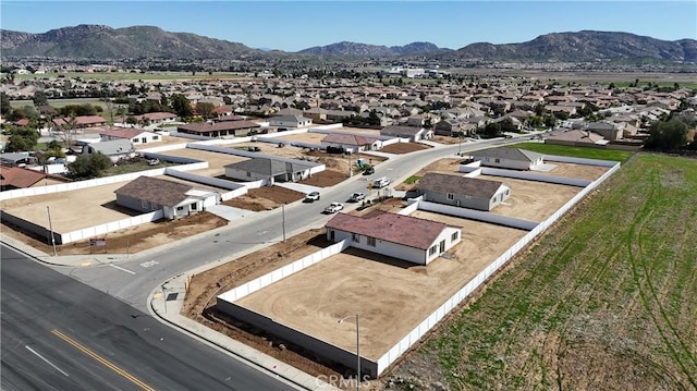 aerial view with a residential view and a mountain view