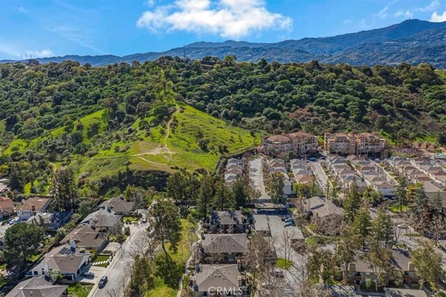 birds eye view of property featuring a residential view and a mountain view