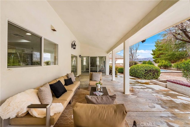 view of patio / terrace with an outdoor hangout area and visible vents