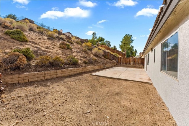 view of yard with a patio area and fence