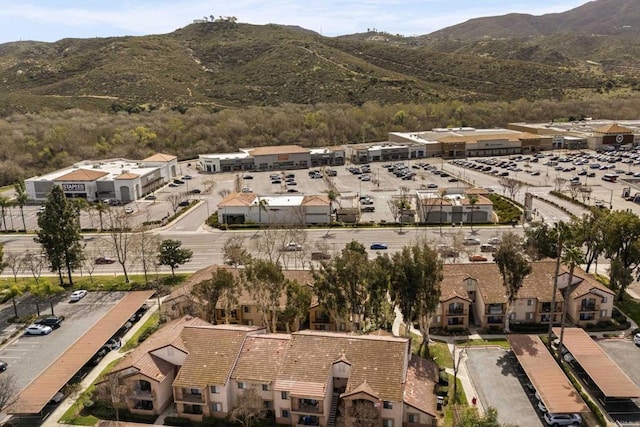 birds eye view of property featuring a residential view and a mountain view