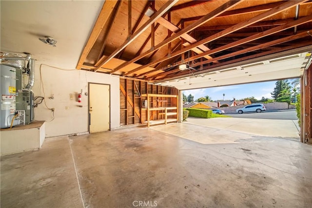 garage featuring water heater