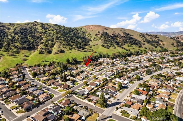 birds eye view of property featuring a residential view and a mountain view