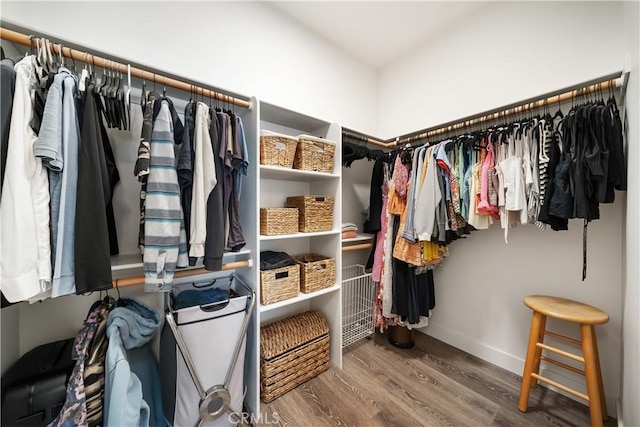 spacious closet with wood finished floors