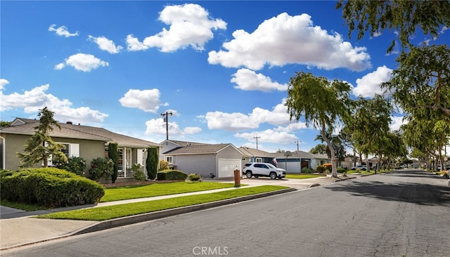 view of road featuring sidewalks and a residential view