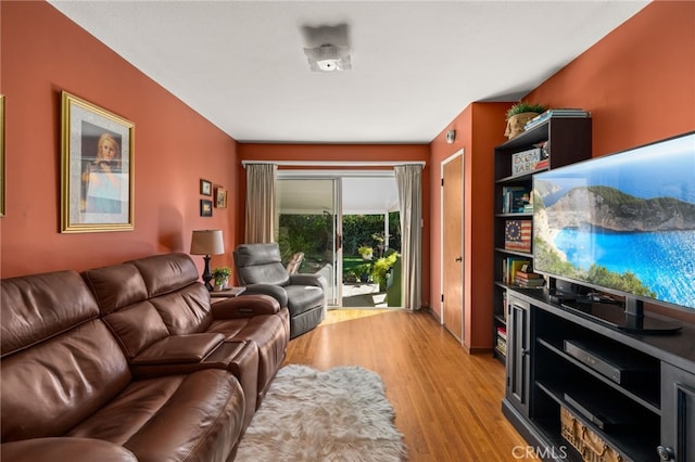 living area with light wood-style flooring