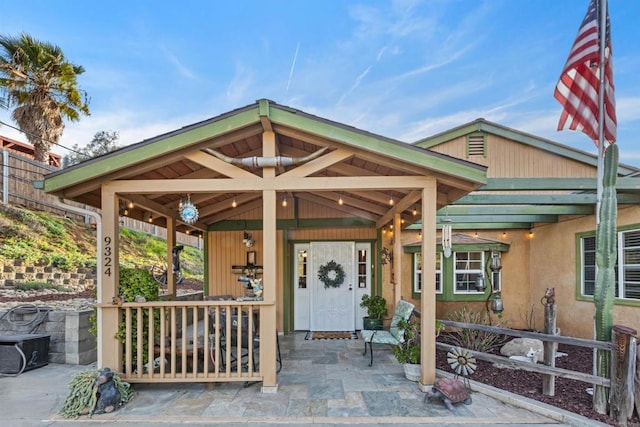 exterior space with covered porch