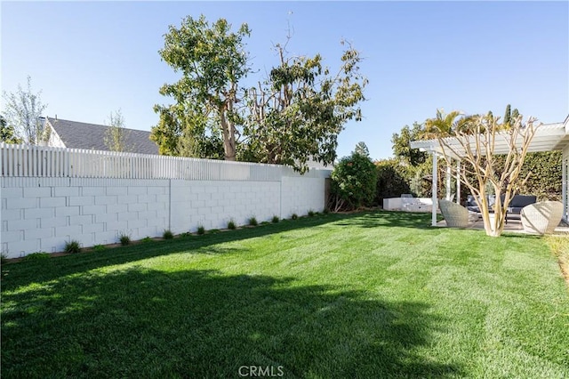 view of yard featuring a fenced backyard