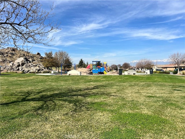 view of yard featuring playground community