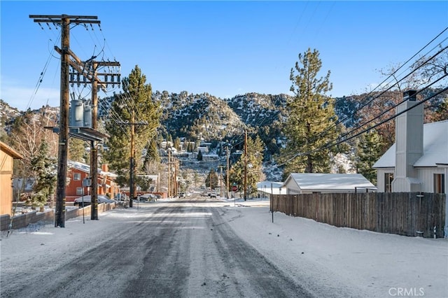 1131 Apple Ave, Wrightwood, CA 92397 - view of road featuring street lights and a mountain view