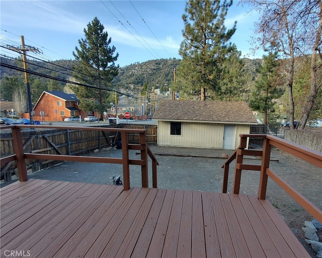 1131 Apple Ave, Wrightwood, CA 92397 - deck featuring a fenced backyard and a mountain view