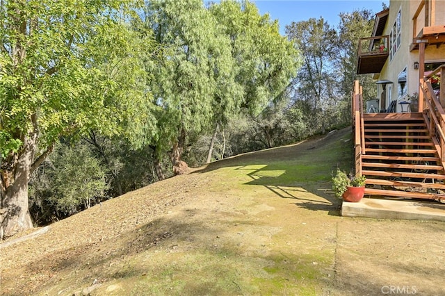 view of yard featuring stairs