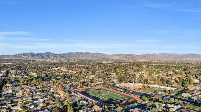 aerial view featuring a residential view and a mountain view