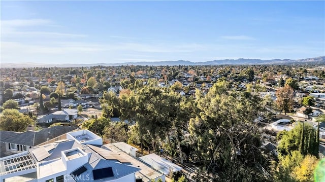 aerial view featuring a mountain view and a residential view