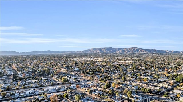 drone / aerial view featuring a mountain view and a residential view