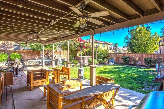 31255 Nice Ave, Mentone, CA 92359 - view of patio featuring a ceiling fan and outdoor dining space