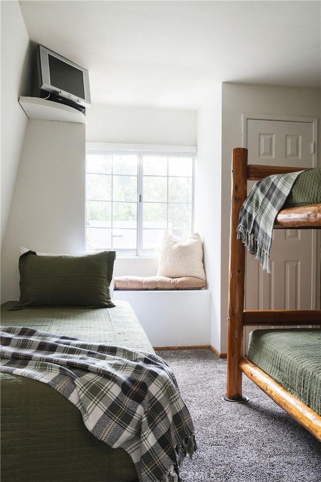 bedroom with carpet floors and baseboards