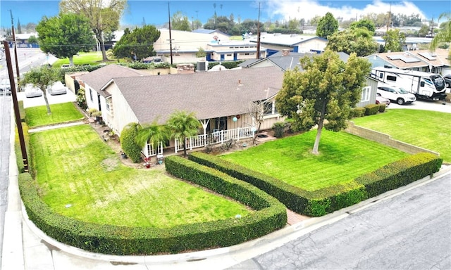 aerial view featuring a residential view