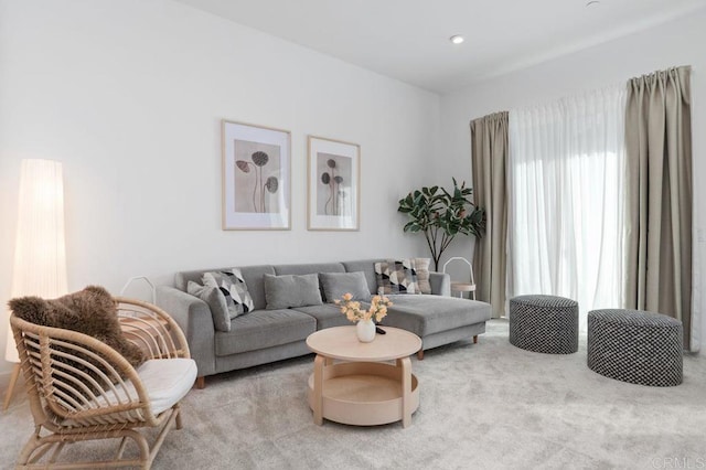 living room featuring carpet floors