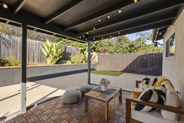 view of patio with a fenced backyard