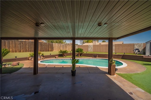 18218 Otilla St, Bloomington, CA 92316 - view of swimming pool featuring a patio, a fenced backyard, and a fenced in pool