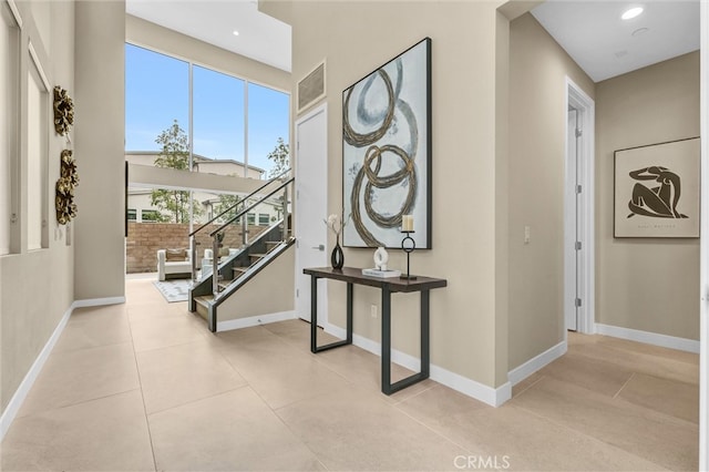 1155 Poppy Ct, Montebello, CA 90640 - staircase featuring baseboards, recessed lighting, and tile patterned flooring