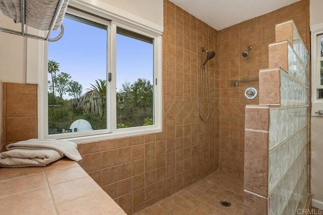 full bath with a walk in shower and a wealth of natural light