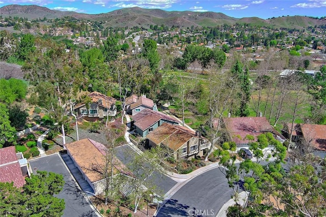 aerial view featuring a residential view and a mountain view