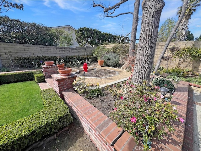 view of yard with a fenced backyard