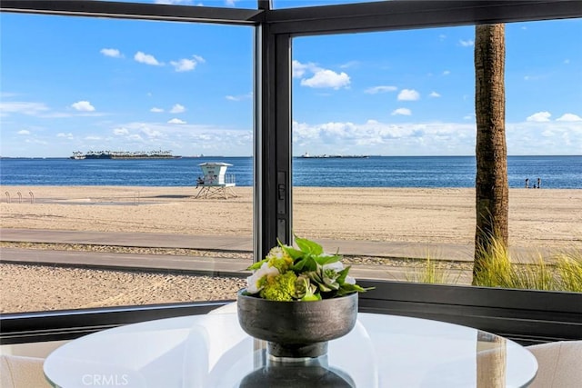 view of water feature featuring a view of the beach