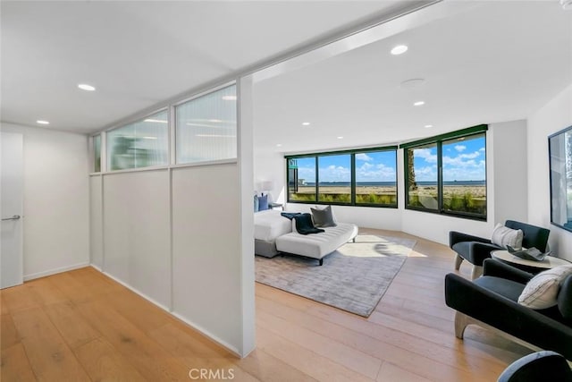 interior space with recessed lighting and light wood-type flooring