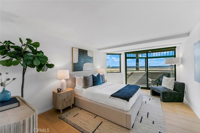 1310 E Ocean Blvd Unit 14, Long Beach, CA 90802 - bedroom with access to exterior and wood finished floors