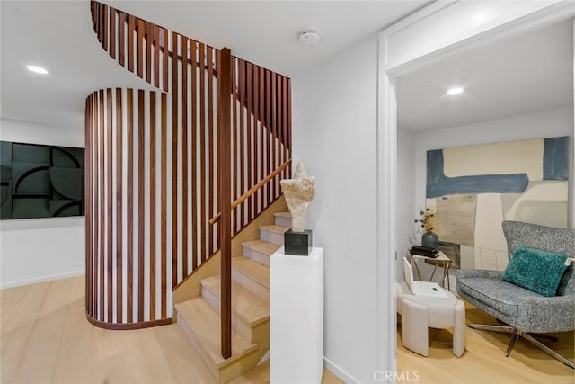 1310 E Ocean Blvd Unit 14, Long Beach, CA 90802 - stairs with wood finished floors and recessed lighting