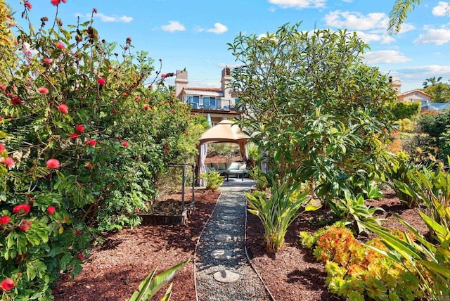 view of property's community featuring a patio and a gazebo