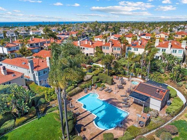 aerial view with a residential view