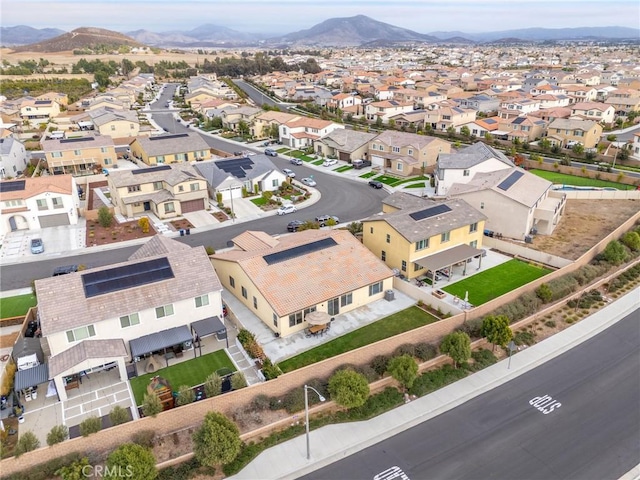 aerial view featuring a residential view and a mountain view