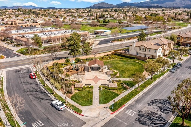 aerial view with a residential view and a mountain view