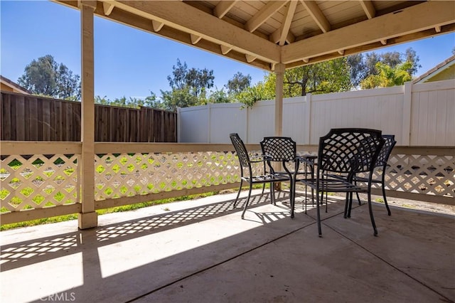 view of patio with a fenced backyard