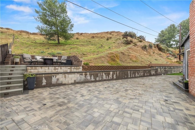 view of patio / terrace with stairway