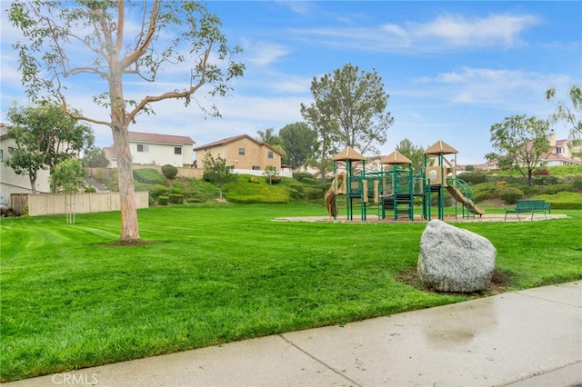 view of yard featuring playground community