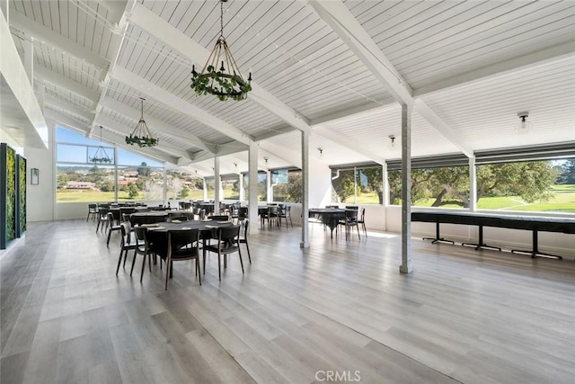 interior space featuring outdoor dining area