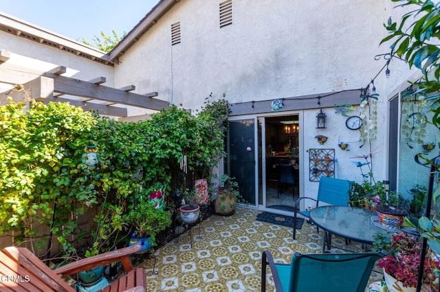 view of patio / terrace featuring a pergola