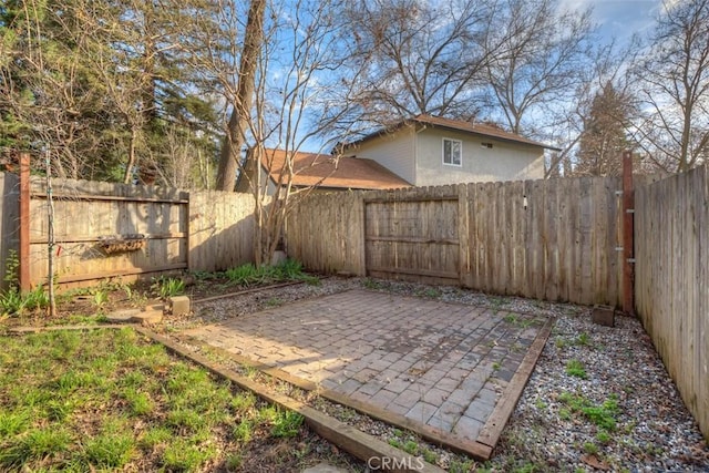 view of yard featuring a fenced backyard and a patio